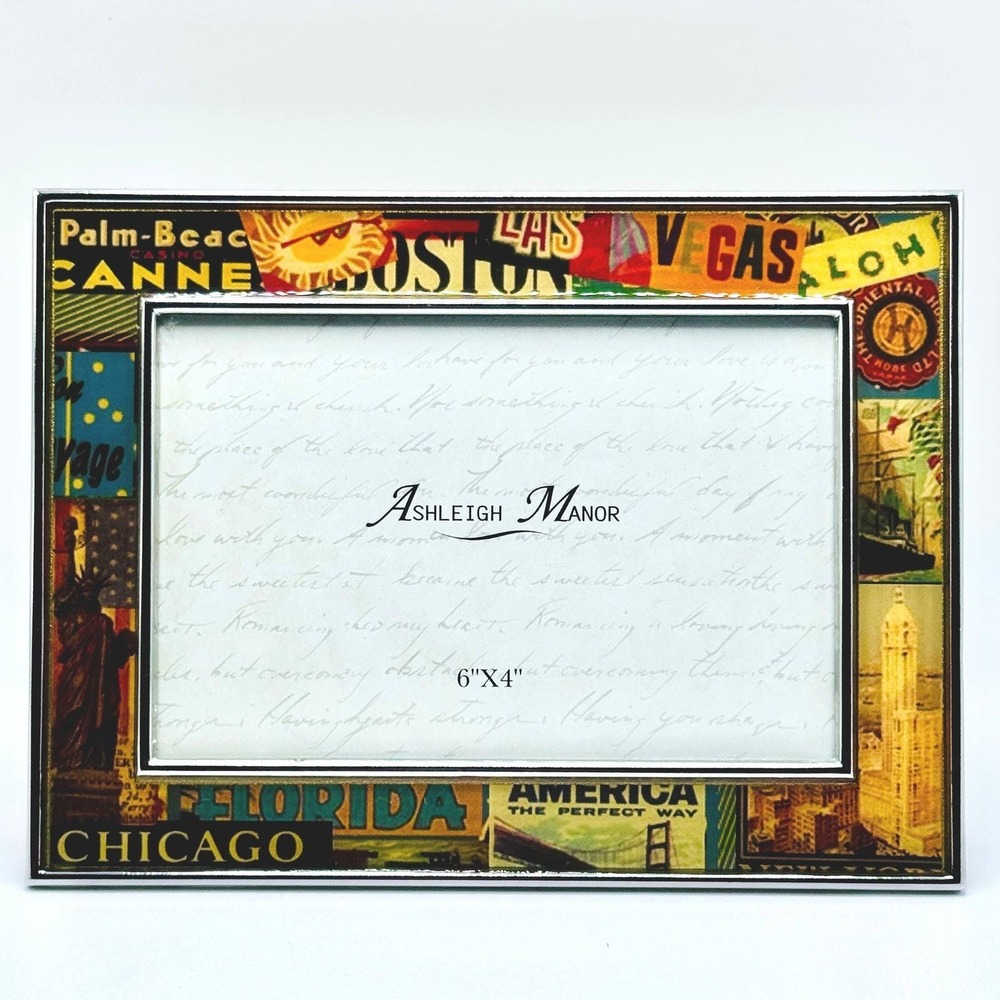 Ashleigh Manor Travel Collage Picture Frame Americana Retro Wanderlust‎ Vegas